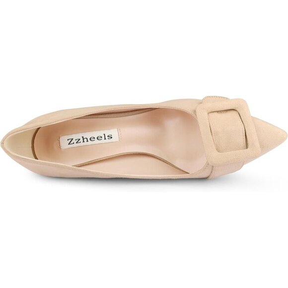 🆕Women's Cream Kitten Heels Closed Pointy Toe Pumps Stiletto Heels Office Shoes - Picture 2 of 7